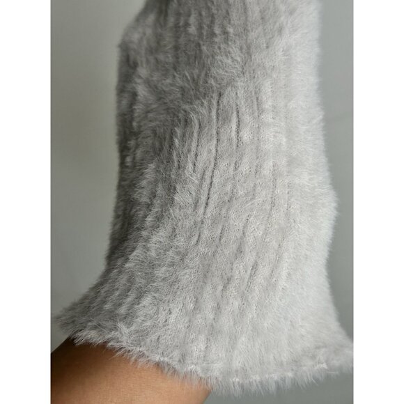 Zara Cropped Crew Neck Grey Sweater Long Cuffs Super Soft Size Xl - Picture 9 of 10